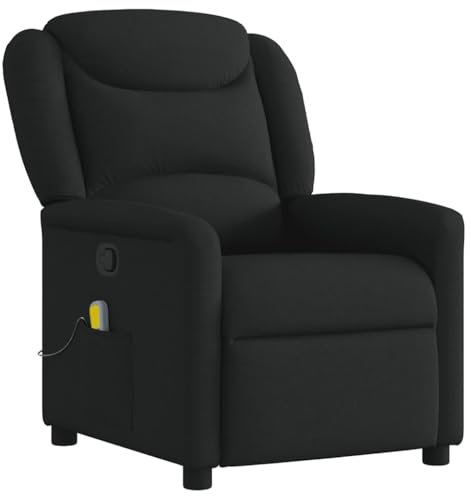 vidaXL Poltrona Massaggiante Reclinabile Nera in Tessuto