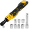 KTCINA Clé à cliquet sans fil 3/8 avec 7 clés à douille 1/4 Adaptateur 3 Barre d'extension Clé à cliquet électrique avec LED 3/8 Rallonge Clé à cliquet pour batterie DE.WALT 20 V