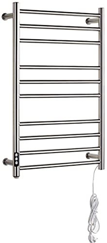 XFZJCHAP Heated Towel Rail Rails Towel Warmer,Timed Electric Towel Rack, 304 Stainless Steel Waterproof Wall Hanging Towel Drying Rack, Suitable for Hotels, Families, Bathrooms,Socket (Colo