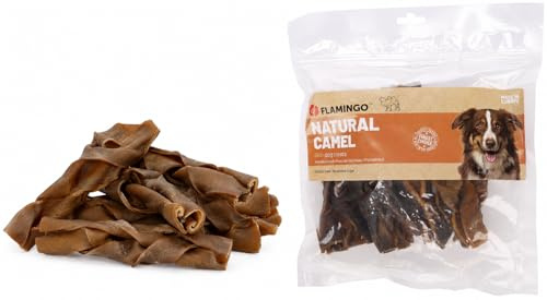 Flamingo Leckerli Hund – Natur Kamelhaut Breit – 200g – glutenfrei – ohne Zucker – naturbelassen