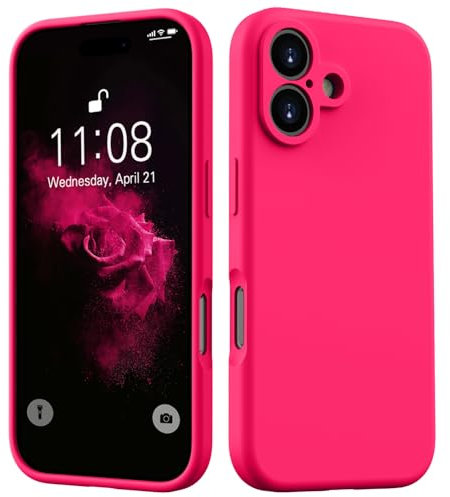 HGH Silikon Hülle für iPhone 16, Handyhülle für iPhone 16 Hülle, 3-Schicht-Struktur FallSchutz Case mit Weiches Mikrofaser Futter Matt Hülle für iPhone 16 6.1 Neu Rosa
