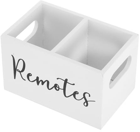 Holibanna Caja de Almacenamiento de Mando de Madera con Compartimentos para Organizador de Escritorio Soporte de Mando para Tv para Salón y Oficina