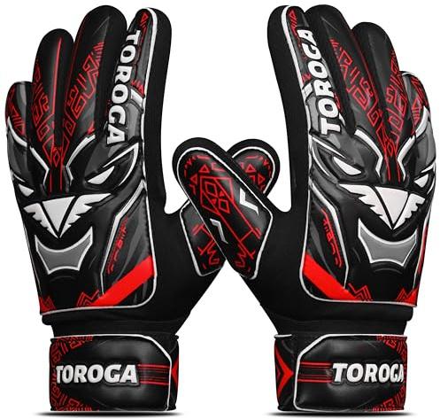 GRIPKNOX Goalkeeper Gloves for Kids & Youth – Soccer Goalie Gloves, Strong Latex Grip, Double Wrist Support & Breathable Mesh – Boys Football Gloves(Red, 4)