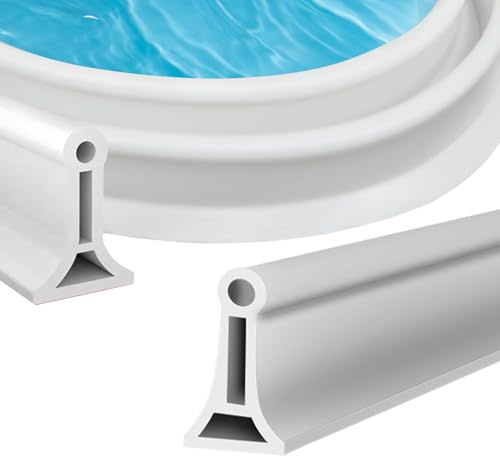 ACESOME Wet Room Floor Barrier, Silicone Rubber Shower Tray Sealing Strip, 2M Shower Splash Guard, Self-Adhesive Shower Water Barrier for Kitchen Sink, Bathroom Floor (White, 3 cm x 2 cm (HxW)