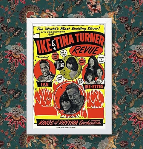 Vintage Ike And Tina Turner Rock & Roll Concert Gig Band Advertisement Poster Print (A4 Framed - White Frame)