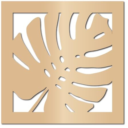 CREATCABIN Tropical Leaves Wall Art Palm Leaves Decor Botanial Unfinished Wooden Monstera Leaf Laser Cut Hanging Sign Ornaments with Frame Design for Wall Living Room Bedroom Decor 11.8x11.8 Inch