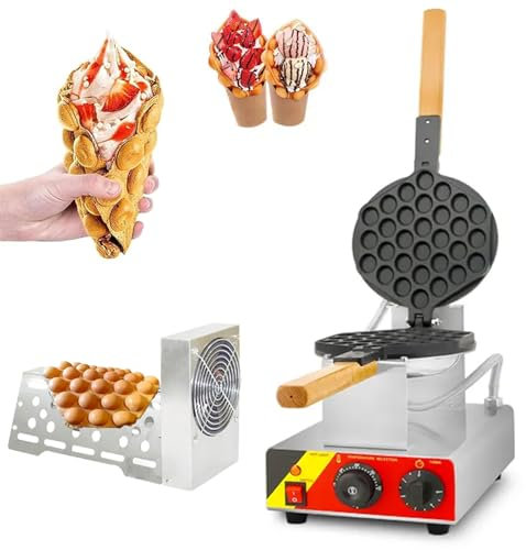 Gaufrier À Bulles Professionnel, Gaufrier À Œufs Soufflés 1 KW avec Petit Sèche-Cheveux, Rotation À 180°, Contrôle De Température 50-300°C, Revêtement Antiadhésif