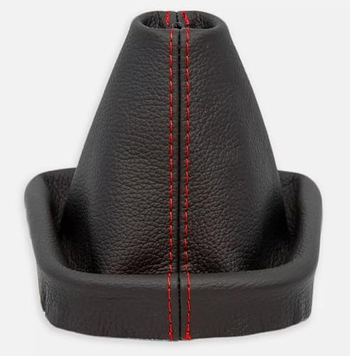 THE TUNING-SHOP LTD Schaltsack Schaltmanschette Schwarz Leder mit roter Naht für VW UP, Seat Mii, Skoda Citigo 2011-2020 Schaltgetriebe