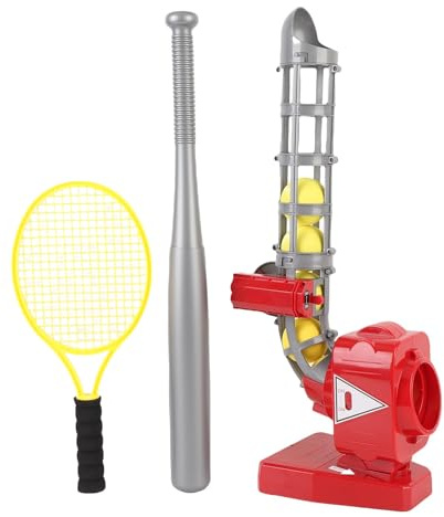 CHICIRIS Auto Baseball Pitching Machine Set mit Baseball -Fledermaus, Tennisschläger für Jungen Girls Indoor Outdoor -Sportspiel, Erhöht die Vielfalt und das Interesse der Sportarten und (Rot)
