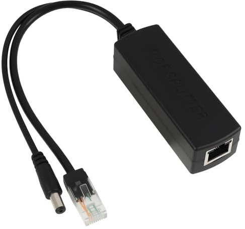 PoE Splitter 48V zu DC 12V 2A, Aktiver Power Over Ethernet Splitter Adapter, IEEE802.3af/at Standard, PoE Adapter Kompatibel mit IP Kamera, AP, Smart Home, Gigabit Datenübertragung