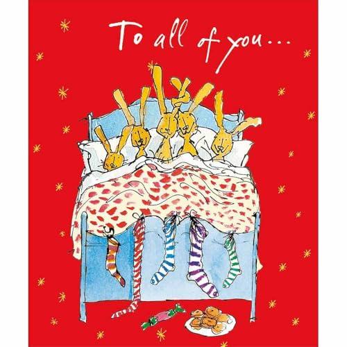 Quentin Blake Christmas Card All of You Family - Luxury Illustrated Xmas Card