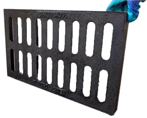 VLKLPZAHAK Cubierta De Drenaje De Hierro Fundido 50x25cm Rejilla De Drenaje Negra para Desagüe De Piso Exterior, Rejilla De Alcantarillado De Césped, Tapa De Zanja De Alta Resistencia(20x8in-50x20cm)