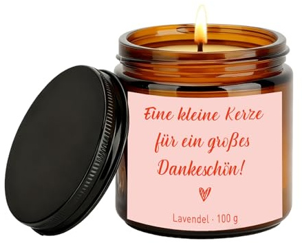 Dankeschön Geschenke für Frauen, Duftkerze Geschenk, 3.5OZ Lavendel Duftkerze im Glas Geschenk Kerze mit Spruch, Abschiedsgeschenk für Beste Freundin Dankesgeschenke für Lehrer Kollegen Jobwechsel