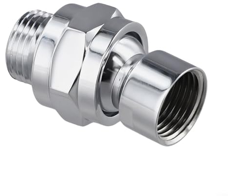 Sisinkal Adattatore girevole per soffione doccia, in ottone, connettore giunto sferico, filettatura G1/2, angolo regolabile, resistente alle perdite, costruzione solida, compatibile con bracci e teste