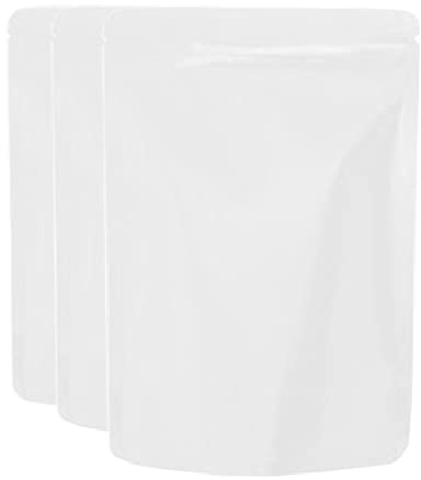 Sacchetti for alimenti sottovuoto, confezione da 50 sacchetti Mylar con cerniera, richiudibili, comodi caricare dall'alto, termosaldabili(White,18x26cm)