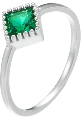 Skcess Platin 950 Eheringe, Ringe Damen Synthetischer Smaragd Grün Kein Edelstein Größe 58 (18.5)