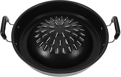 SUPVOX Stainless Steel Korean Bbq Grill Pan 30cm Black Outdoor Portable Charcoal Barbecue Tray Camping Grill Tray for Home and Party Use