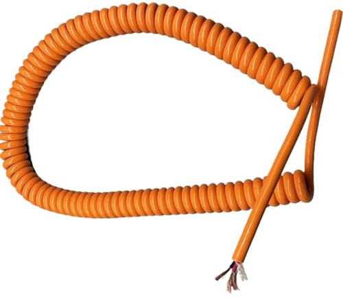 Spiralkabel, 3-kärnig 17AWG fjäderströmsladd LED-teleskopsladd oljebeständig syrefri kopparkabel for elektrisk utrustning(Stretch 4 Meter)