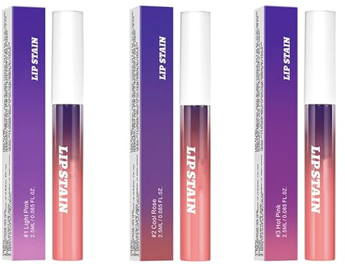 Tinta Labbra Peel Off 3 Colori, Rossetto a Lunga Durata Resistente all’Acqua, Lip Stain Opaco a Basso Trasferimento, Set Rosa Chiaro, Rosa Freddo e Rosa Intenso