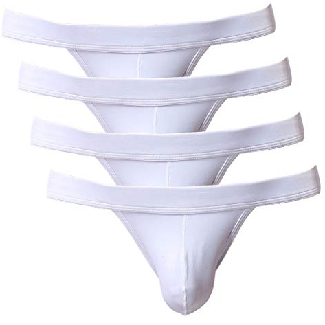 Summer Code Men's Briefs Soft Bulge Bikini Sexy Underwear 4 Pack White