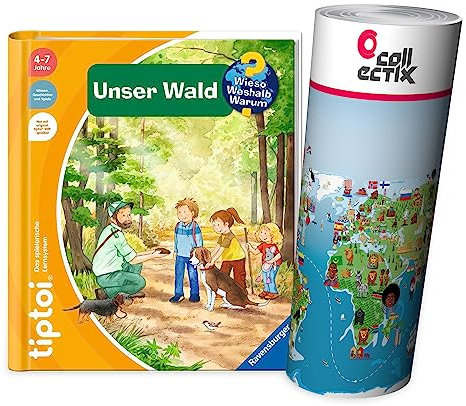Ravensburger tiptoi ® Buch | Komm mit in den Wald + Tier-Weltkarte - Länder, Tiere, Kontinente