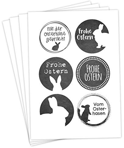 Papierdrachen 24 Oster Aufkleber zum Basteln und Dekorieren - Motiv Ostergrüße schwarz-weiß - Sticker Nr 32 - Ostern 2023
