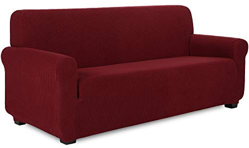TIANSHU Copridivano 3 Posti Elasticizzato Jacquard Antiscivolo Copertura Poltrona Antimacchia Cani Pet Salvadivano (3 Posti, Bordeaux)