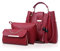 NICOLE & DORIS Sac Femme Ensemble Sac a Main et Portefeuille 3 Pcs Sac Fourre-Tout Sacs à Bandoulière PU Cuir Sac D'épaule Chaîne Set Pochettes Clutches Rouge
