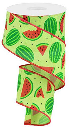 RG0199209 Wassermelonen-Schleifenband auf Leinwand, 6,4 cm, Hellgrün