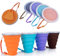 Taza plegable plegable de silicona para taza de café Hillento 4pcs / taza deportiva con tapas, plegable y portátil y liviana para viajes de acampada al aire libre, 8.79 oz (260 ml)