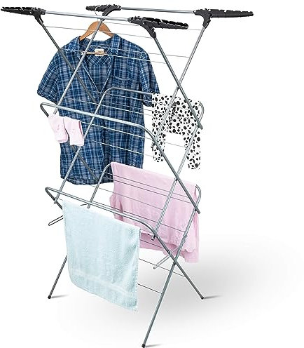 Clothes Maiden Drying Rack Heavy Duty - 3 Tier Foldable Airer & Dryer Stand | Portable Indoor & Outdoor Washing Clothes Horse – Sturdy 0.4mm Metal Tubes Hold Up to 15kg, 18M