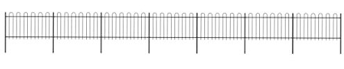 vidaXL Garden Fence Hoop 11.9x1m Outdoor Panels Barrier Border Decorative Landscape Privacy Edges Black Steel Rust-Resistant Metal
