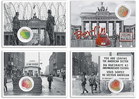Postkarten 4er Set mit original Berliner Mauer-Stein | Handarbeit direkt aus Berliner Manufaktur | Souvenir & Geschenk