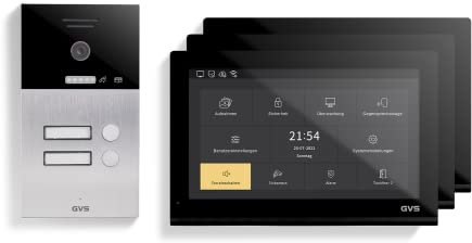 GVS - 2-Familienhaus IP Video Türsprechanlage AVS5513A - Mit 3x10 Zoll Monitor, App, HD-Kamera & Türöffner Funktion - Türklingel Sprechanlage Gegensprechanlage