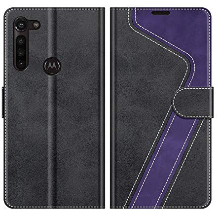 MOBESV Custodia per Motorola Moto G8 Power, Cover a Libro Magnetica Custodia in Pelle per Motorola Moto G8 Power, Nero/Viola