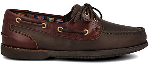 PAYMA - Náutico Mocasín Deportivo Casual en Piel para Hombre. Tallas Grandes 46 47 48. Piel Engrasada. Piso de Goma. con o sin Cordones. Color: Marrón Engrasado; Talla EU 40
