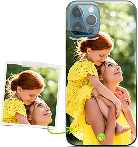 Coverpersonalizzate.it - Personalisierte Handyhülle kompatibel für iPhone 12 Pro mit deinem Foto oder Text - Transparente TPU-Schutzhülle