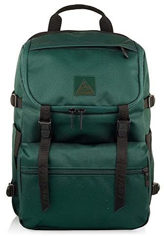 Invicta Rucksack, JOLLY OFFICE Tagesrucksack, Für Büro, Ausflüge & Pendeln, mit seitlichen Taschen & 14'' Laptopfach, italienisches Design, grün