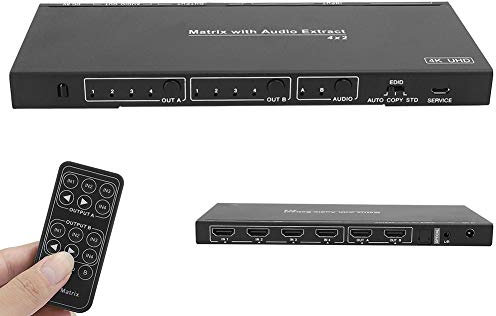 HDMI-Matrix mit Audioextrakt Analoges Audio PCM 2.0 HDMI-Matrix Aluminiumlegierung 4X2 HDMI-Matrix Outdoor(European regulations)