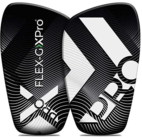 Flex-GXPro - Flexibler Schienbeinschoner - maximaler Schutz +20% - Ultraleicht 55 Gramm - Farbe Schwarz - Größe M