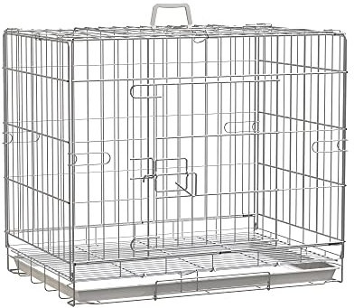 PawHut Kennel Gabbia per Cani Pieghevole in Acciaio Galvanizzato, Porta con Blocco e Fondo Rimovibile