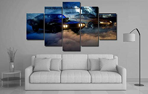 104Tdfc Bild Bilder Auf Leinwand 5 TLG Poster, Leinwandbild,Fast & Furious Wandbilder 5 teilig Bilder wandbild Leinwandbild Poster Wohnzimmer Schlafzimmer Wand Dekoration XXL Tapete