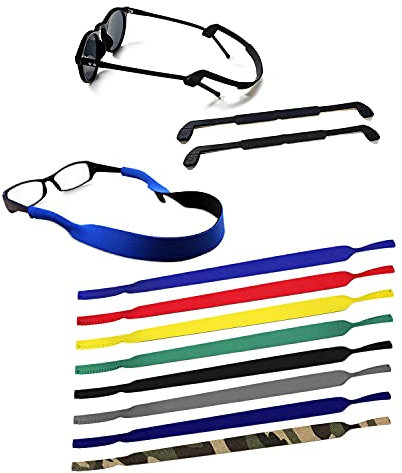 QEEQPF 10 Stück rutschfeste Neopren-Brillenbänder (einschließlich zwei Silikon-Brillenbänder), die für Schwimmsport, Sonnenbrillen, Lesebrillen und Brillenbefestigungsbänder verwendet werden