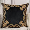 Aeckself Housse de coussin florale européenne décorative et raffinée, brodée en velours, pour canapé, chambre à coucher, salon, 40,5 x 40,5 cm, noir et doré