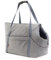 Transporttasche für Hunde und Katzen | Schultertasche für Haustiere mit Gummiband mit Karabiner | bis 15 kg | Material: Wildlederimitat - Velvet | Größe: L | Farbe: Grau