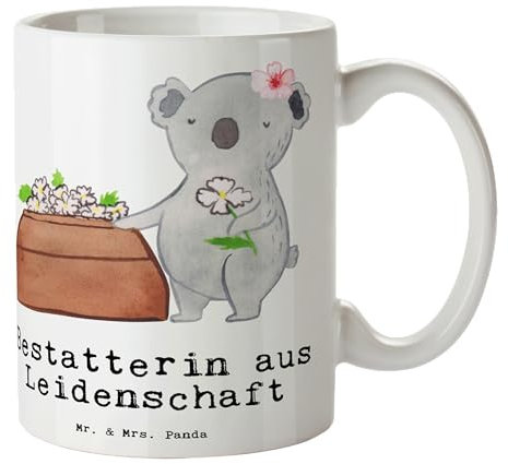 Mr. & Mrs. Panda Tasse Bestatterin Leidenschaft - Geschenk, Abschied, Mitarbeiter, Becher, Beruf, Firma, Designer Tasse, Kaffeetassen, Tasse Sprüche