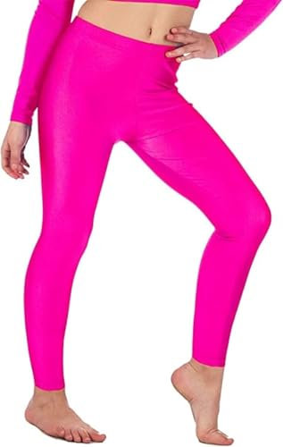 BOOM Prime Leggings da Ginnastica Lucidi da Donna, Collant in Lycra Elasticizzati da Balletto Senza Piede al Neon (Rosa, S/M)
