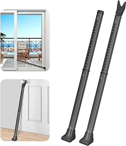 AceMining Upgraded Door Security Bar & Sliding Patio Bar, Heavy Duty Stoppers Adjustable Jammer for Home, Apartment, Travel (2 Pack,Grey)