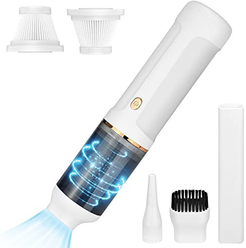 Mini Car Vacuum Cleaner Cordless, Rechargeable 6000PA Handheld Vacuum Cleaner with 2 Filter Element, Car Hoovers for Car/Pet/Keyboard/Laptop/Computer/Desk/Home Cleaning