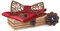 Mr.Van Holzfliege Set Fliege Herren Holzfliege, Holzmanschettenknöpfe, Holzbrosche, Einstecktuch für Hochzeiten, Aufführungen, Abschlussball, Partei und sogar tägliche Gebrauch rot